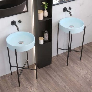 Small Metal Stands with Solid Surface Sinks