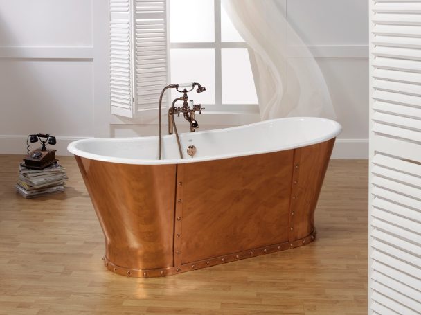 Eiffel Freestanding Cast Tub with Copper Exterior